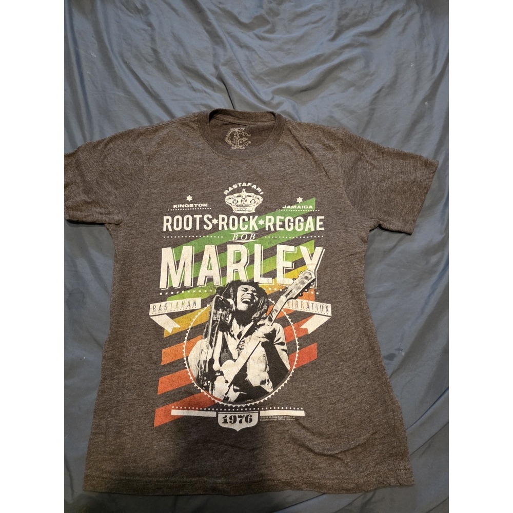 Bob Marley Roots Rock Reggae Graphic T Shirt Gray Rasta Reggae Music Tee Sz M